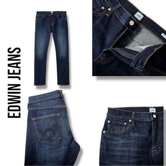 EDWIN Men’s Jace Slim Straight Leg Jeans in the Size 31X32 in Icon Blue Color - Picture 2 of 14